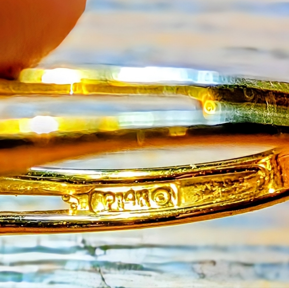 💍Y2K Pearl & Diamond 14K Gold "Toi-et-moi" (You & Me♥️) Bypass Ring 6.25 - Picture 3 of 6